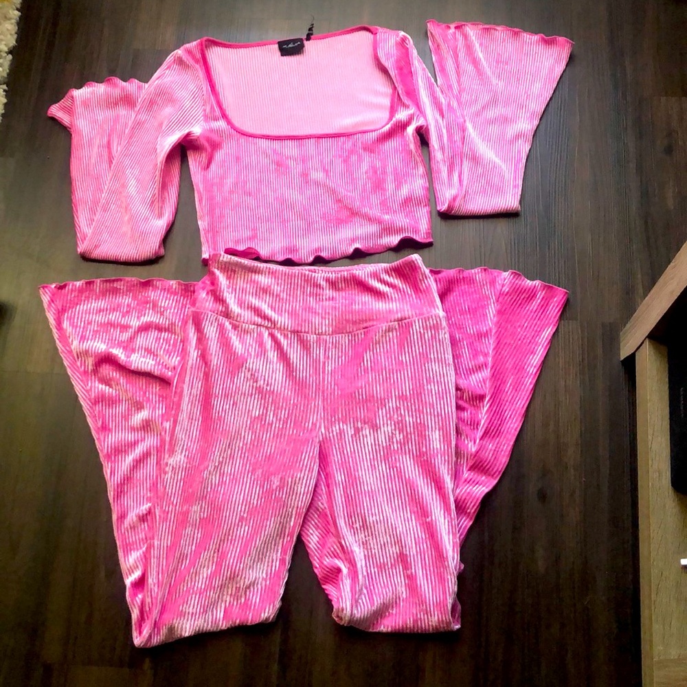 Two Piece Pink Velour Set